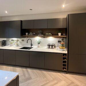 Dark Grey Handleless Kitchen